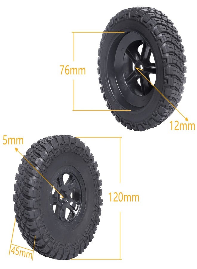 Hobbyfire Height 4.72 inches (120mm) 1/10 Short Course Truck Tires and Wheel Rims 12mm Hex with Foam Inserts for for All Terrain, Set of 4 (Style B) - Image 2